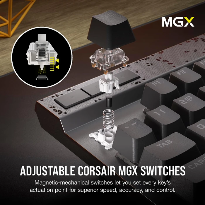 Corsair Gaming K70 MAX RGB Magnetic-Mechanical, Steel Grey, Corsair MGX, USB, US