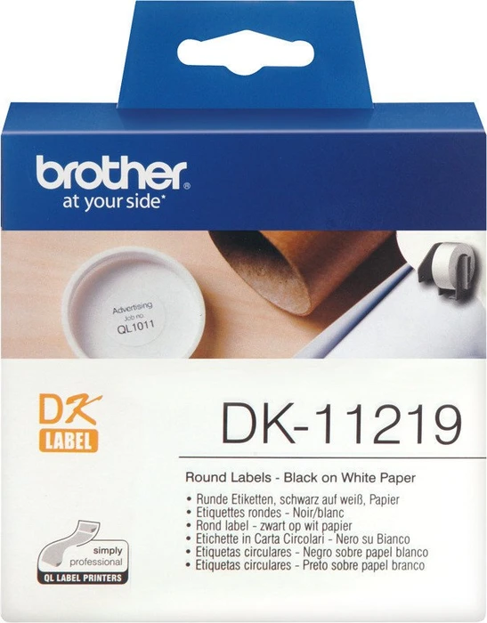 Brother Endlosetiketten DK-11219 rund, 12mm, weiß, 1er-Pack (1200 Etiketten)