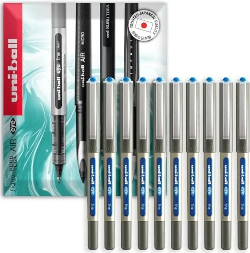 Uni-Ball Eye Fine UB-157 Tintenroller (Mine) grau/hellblau, 10er-Pack