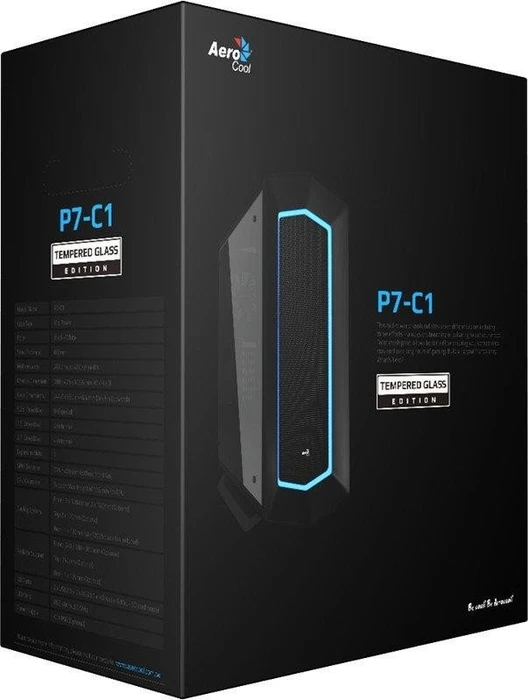 AeroCool Project7 P7-C1 Tempered Glass Edition schwarz, Glasfenster