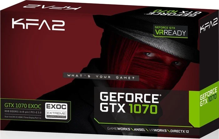 KFA2 GeForce GTX 1070 EXOC, 8GB GDDR5, DVI, HDMI, 3x DP