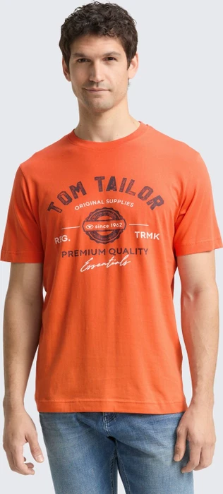 Tom Tailor Logo-Print T-Shirt kurzarm pale red (Herren)
