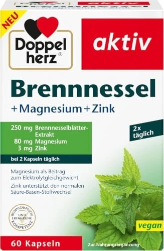 Doppelherz aktiv Brennnessel + Magnesium + Zink Kapseln, 60 Stück