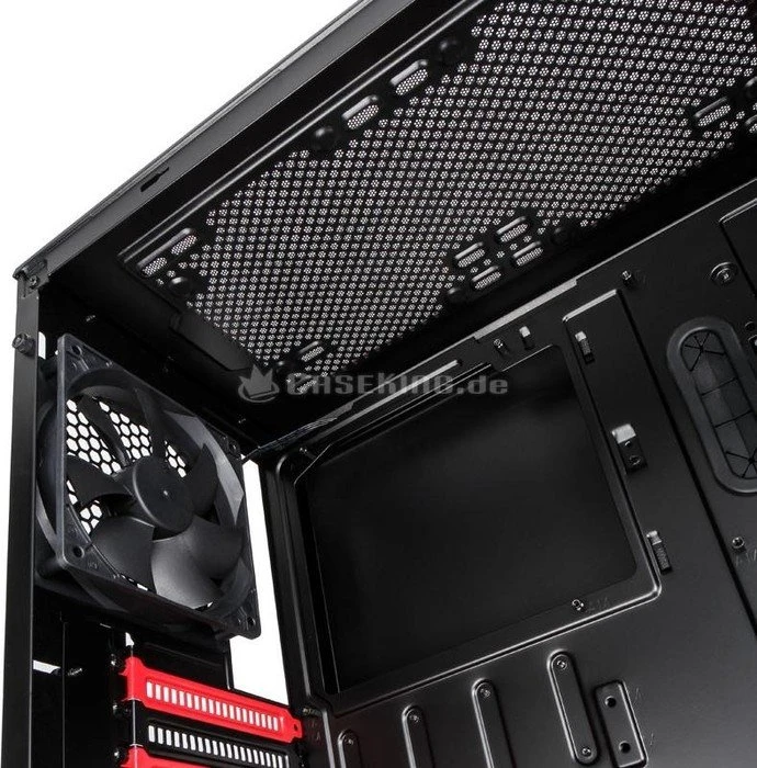 Phanteks Eclipse P400 Tempered Glass Edition schwarz/rot, Glasfenster