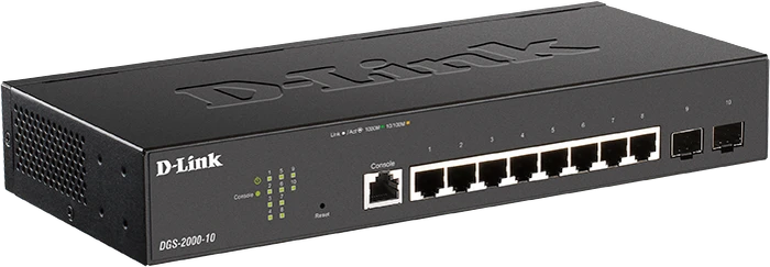 D-Link DGS-2000 Desktop Gigabit Managed Switch, 8x RJ-45, 2x SFP