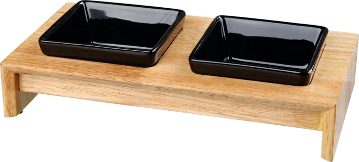 Trixie Napf-Set, Keramik/Holz, 200ml, schwarz (24820)