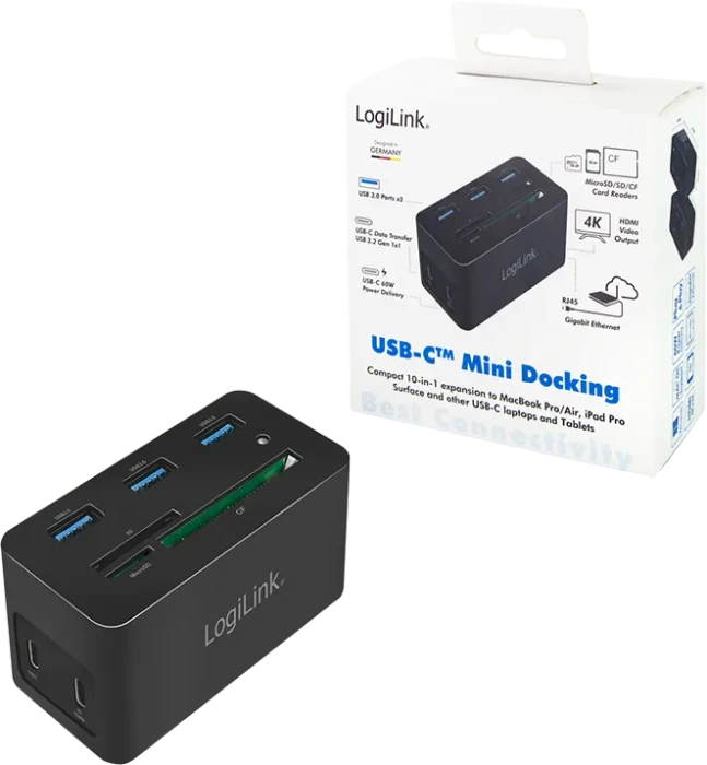 LogiLink USB 3.2 Gen 1 Mini-Dockingstation 10-Port, USB-C 3.0 [Stecker]