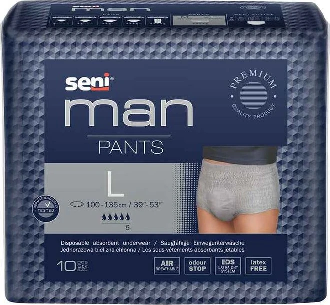 Seni Man Schutzhose Größe L, 10 Stück