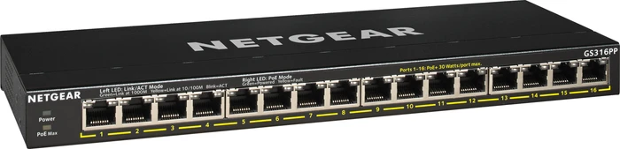 Netgear SOHO GS300 Desktop Gigabit Switch, 16x RJ-45, 183W PoE+