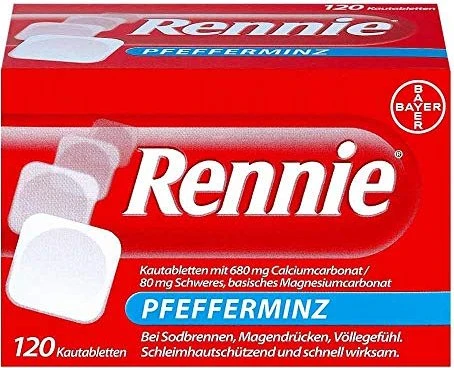 Bayer Rennie Pfefferminz Kautabletten, 120 Stück