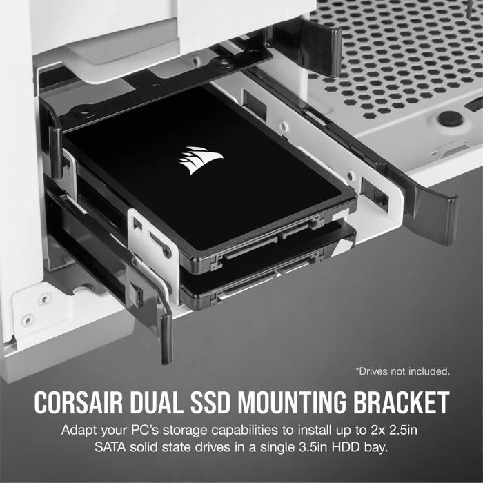 Corsair 3.5" Dual SSD Adapter, 2.5" Festplatten Einbaurahmen, weiß