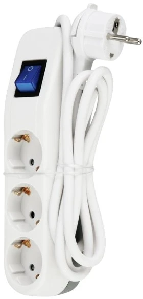 REV Ritter ICE Steckdosenleiste mit Schalter, 3-fach, 1.4m, weiß