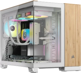 Corsair 2500X White/Bamboo, weiß/braun, Glasfenster
