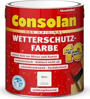 Consolan Wetterschutz-Farbe außen weiß, 2.5l