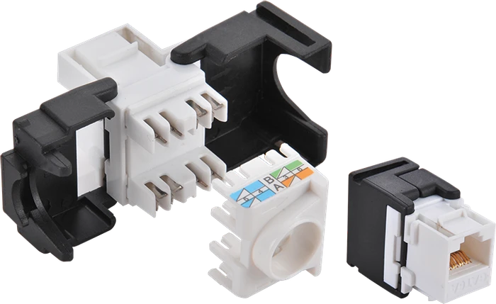 LogiLink Keystone Modul RJ-45 Buchse via Verlegekabel Cat6a, schwarz/weiß
