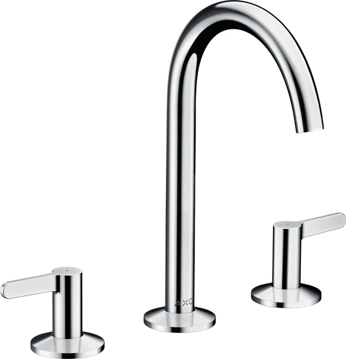 hansgrohe Axor One 3-Loch-Waschtischarmatur 48050000 Ausladung 140mm, mit Push-Open Ablaufgarnitur, chrom Image