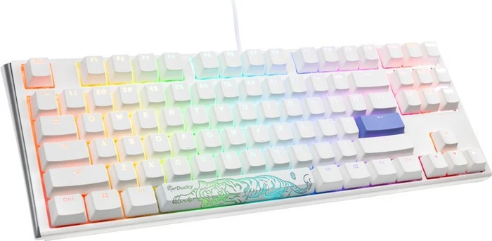 Ducky One 3 TKL PBT, LEDs RGB, Pure White, MX SPEED RGB Silver, USB, US