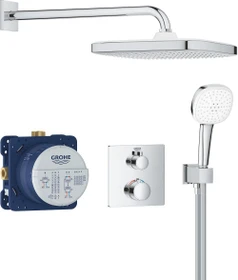 Grohe Grohtherm Thermostat Duschsystem Unterputz mit Tempesta 250 Cube chrom