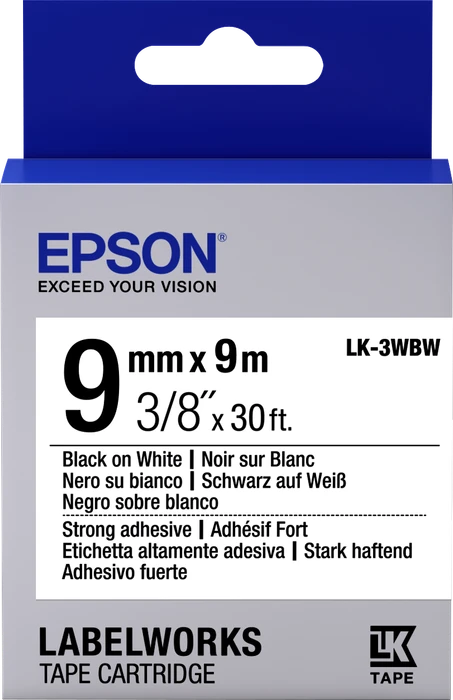Epson LK-3WBW Beschriftungsband, 9mm, schwarz/weiß