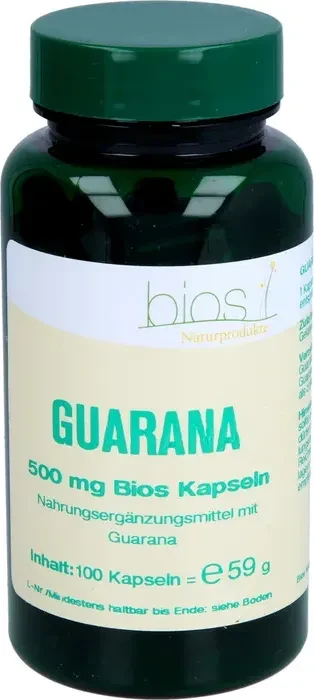 BIOS Naturprodukte Guarana 500mg Kapseln, 100 Stück