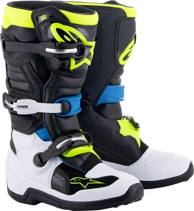 Alpinestars Youth Tech 7S Motorradstiefel schwarz/blau/gelb