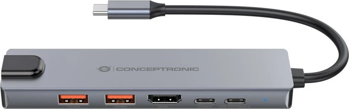 Conceptronic 6-in-1 Dockingstation, USB-C 3.1 [Stecker]