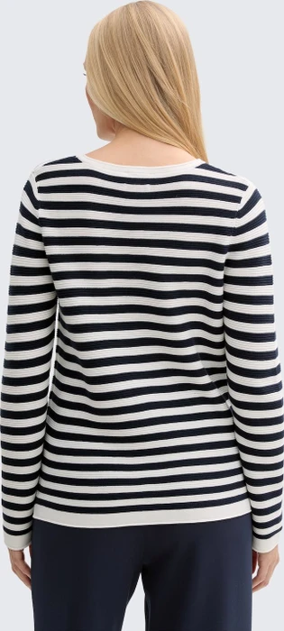 Tom Tailor Rundhalsausschnitt Strickpullover dark navy white stripe (Damen)