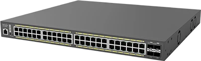 EnGenius Cloud Switch Series ECS Rackmount Gigabit Managed Switch, 48x RJ-45, 4x SFP+, 740W PoE+