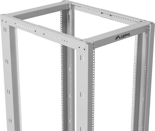 Lanberg Open Rack Series 19" Open Frame Rack 42HE, 4-Pfosten, mit Rollen, Flat Pack, tiefenverstellbar, 550-790mm, RAL 7035, 1000mm tief