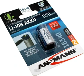 Ansmann RCR123A Li-Ion 16340 850mAh mit Micro-USB