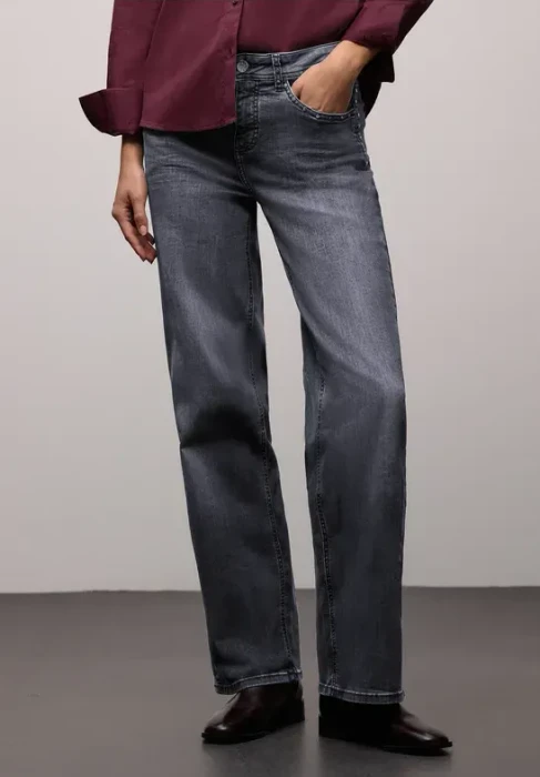 Street One Wide Leg Jeans steel grey washed (Damen)
