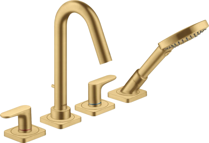 Hansgrohe Axor Citterio M 4-Loch Wannenrandarmatur mit Hebelgriffen und Rosetten brushed goldoptik