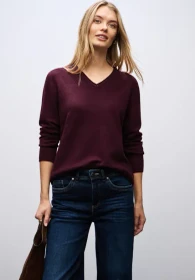 Street One Kuscheliger V-Neck Pullover wildberry red (Damen)