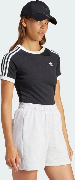 adidas 3-Streifen Slim Raglan T-Shirt kurzarm black melange (Damen)