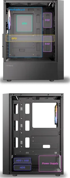 Antec AX27 RGB Elite, schwarz, Glasfenster