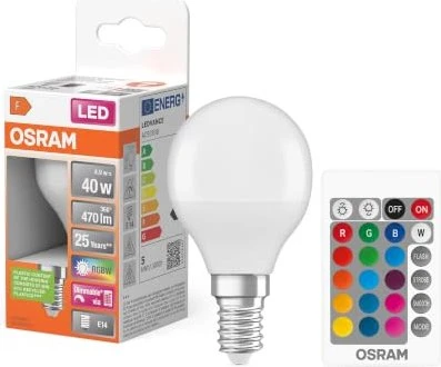 Osram Ledvance LED Star+ Classic P 40 4.9W/827 E14 FR RGBW