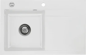 systemceram Stema 80 Einbau Becken links mit Ablauffernbedienung satin