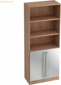 Hammerbacher Schrank 5OH V7700, Chromgriff, nussbaum/silber, Aufbewahrungskombination