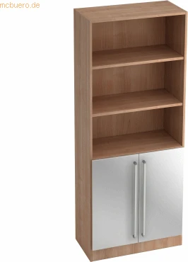 Hammerbacher Schrank 5OH V7700, Chromgriff, nussbaum/silber, Aufbewahrungskombination