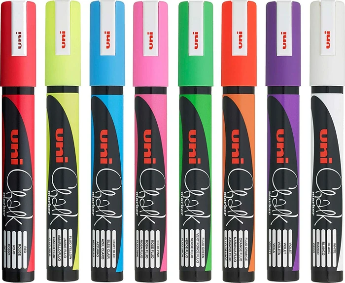 Uni-Ball Chalk PWE-5M Kreidemarker sortiert, 8er-Set