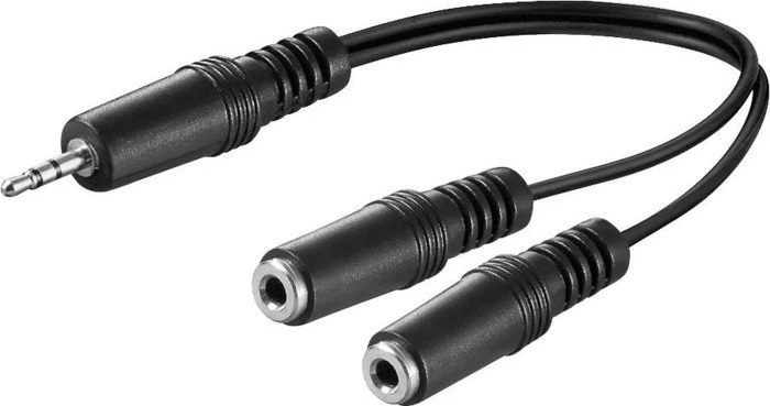 goobay 3.5mm/2x 3.5mm Klinke Adapterkabel, schwarz