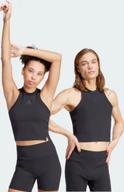 adidas Lounge Ribbed Crop Funktionsshirt ärmellos schwarz (Damen)