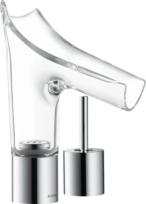 Hansgrohe Axor Starck V 110 2-Loch Waschbeckenarmatur mit Glasauslauf brushed brass