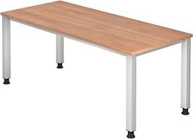 Hammerbacher Ergonomic Plus Q-Serie VQS19/N Schreibtisch 180x80cm Nussbaum/silber