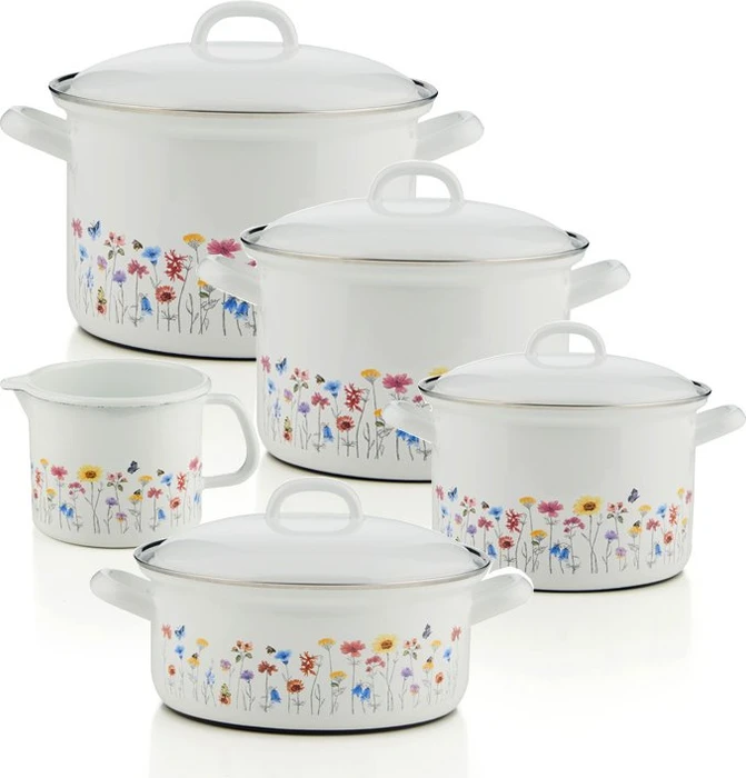 Riess Emaille Flora Kochgeschirr-Set, 5-tlg. (0558-70)