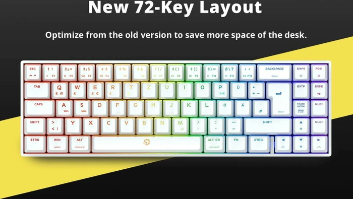 Drevo Calibur V2 Pro TKL PC/Mac, LEDs RGB, weiß, Gaote Outemu BROWN, USB/Bluetooth, DE
