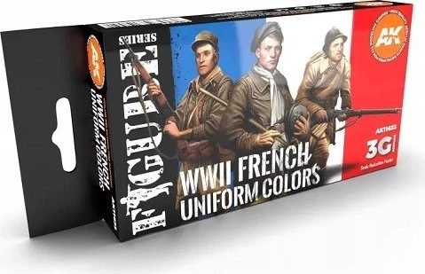 AK-Interactive 3rd Gen Acrylic Colors Figure Series WWII French Uniform Colors Farbset, 6-tlg.