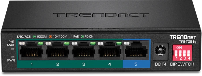 TRENDnet TPE-TG Desktop Gigabit Switch, 5x RJ-45, 60W PoE+