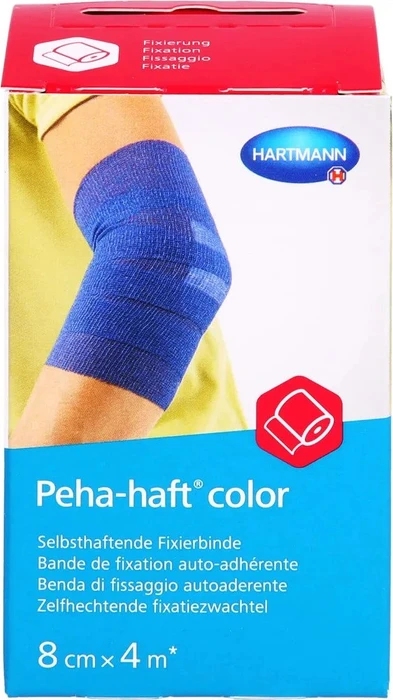 Hartmann Peha-haft Color Fixierbinde latexfrei blau, 8cm x 4m, 1 Stück