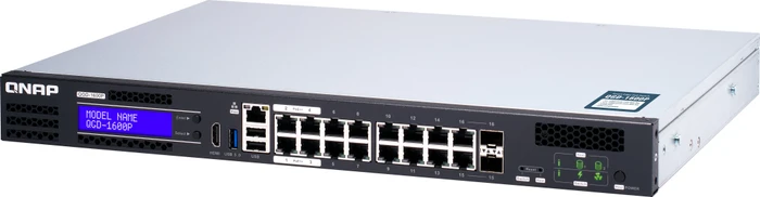 QNAP QGD-1600 Dual-System VM-Host & NAS Rackmount Gigabit Managed Switch, 16x RJ-45, 2x RJ-45/SFP, 370W PoE++